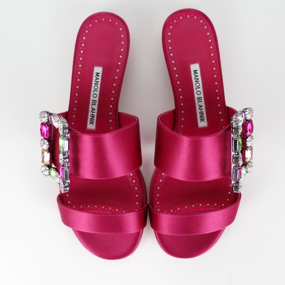 NEW MANOLO BLAHNIK Crystal Buckle Sandals- Evening, Wedding, Cocktail, Party - Picture 6 of 12